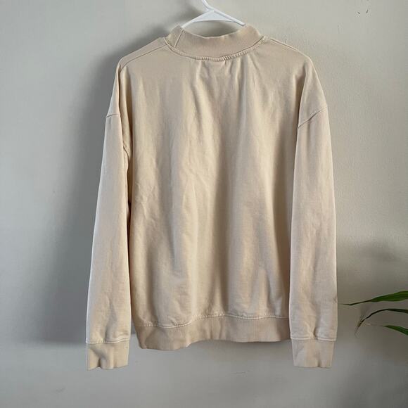 KOTN Crewneck Terry Sweatshirt Womens Large Cream Casual Basic Organic Cotton - Picture 2 of 7